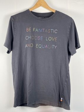 AMERICAN EAGLE Pride Graphic Gray Multicolor Embroidered Unisex Men's Size Small